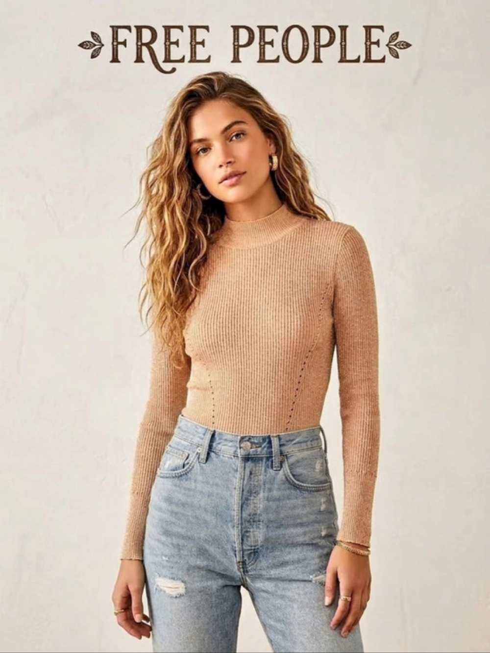 Free People Mara Mock Neck Bodysuit   Size Medium